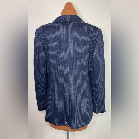 NWT Talbots Blue Pinstriped Blazer Wool Blend Jacket Size 8 - Picture 2 of 9